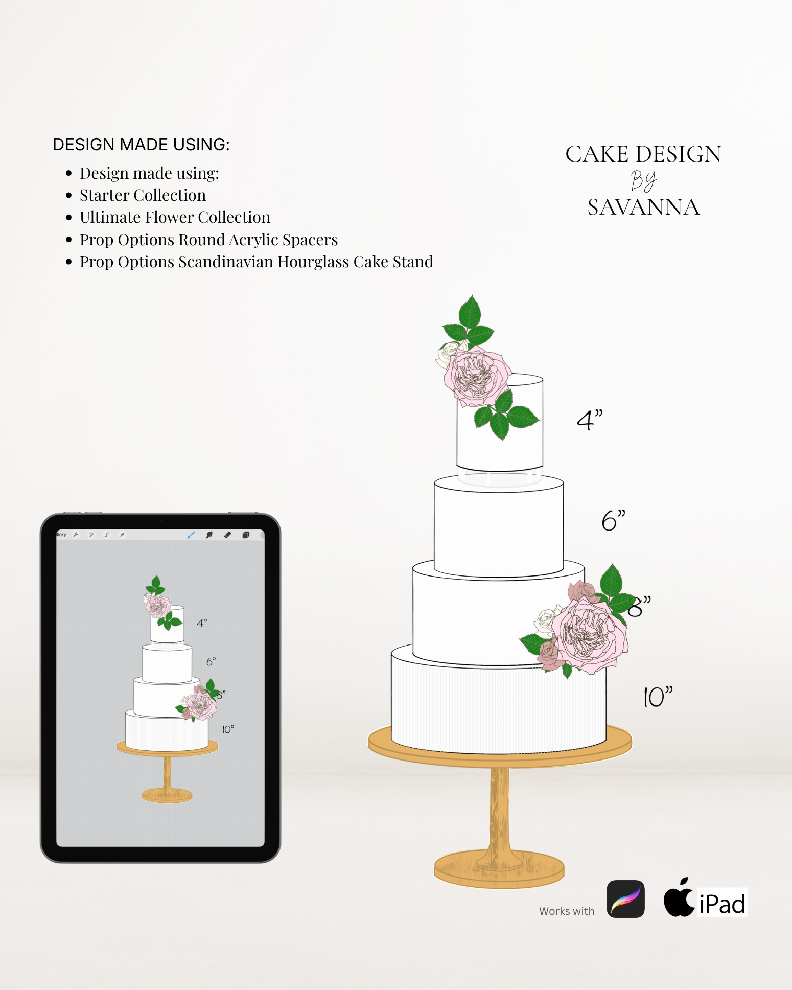 Round acrylic cake spacer Procreate stamp for digital cake sketching, preview 4 – Cake Design by Savanna