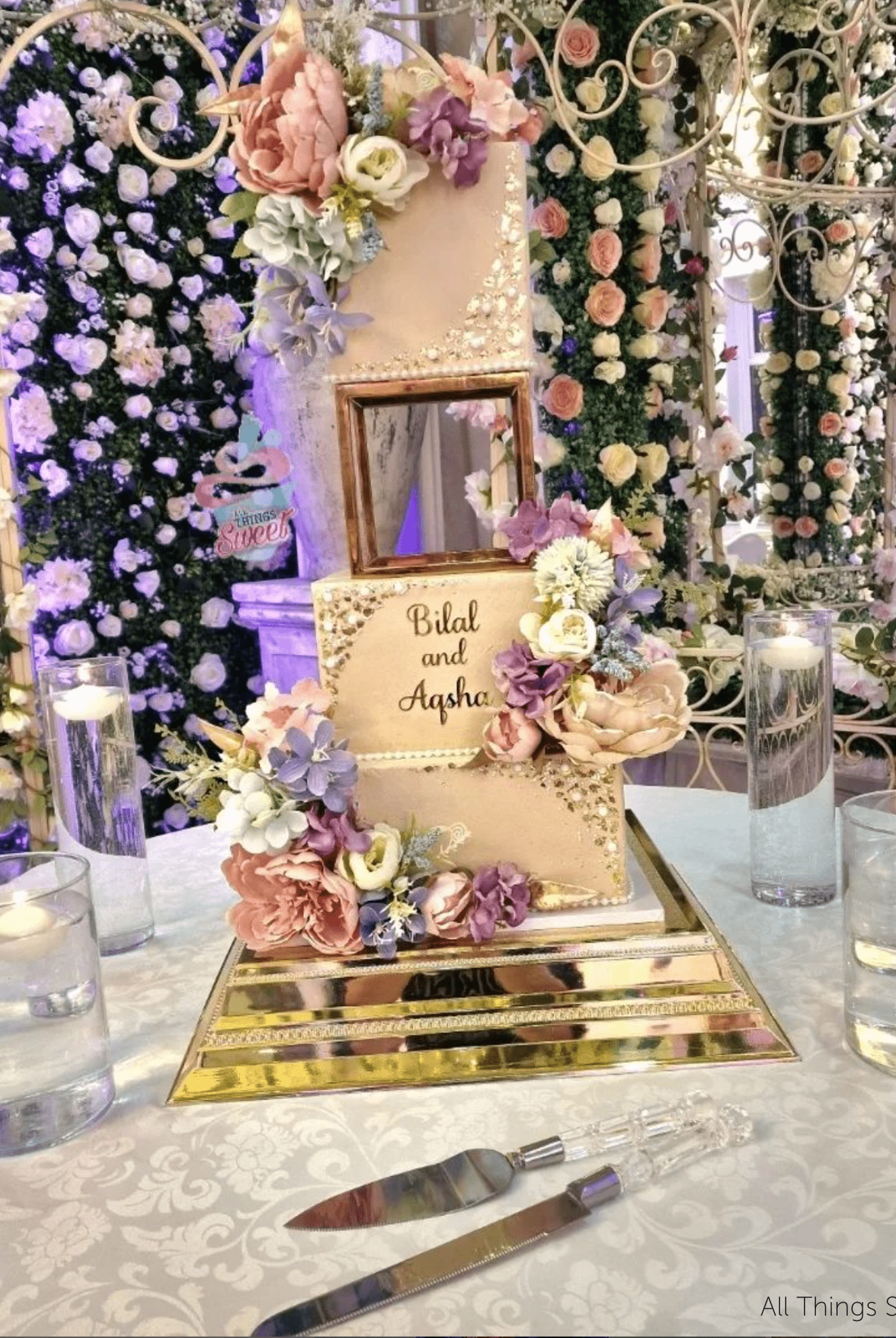 6" Square Metallic Cake Separator - Prop Options