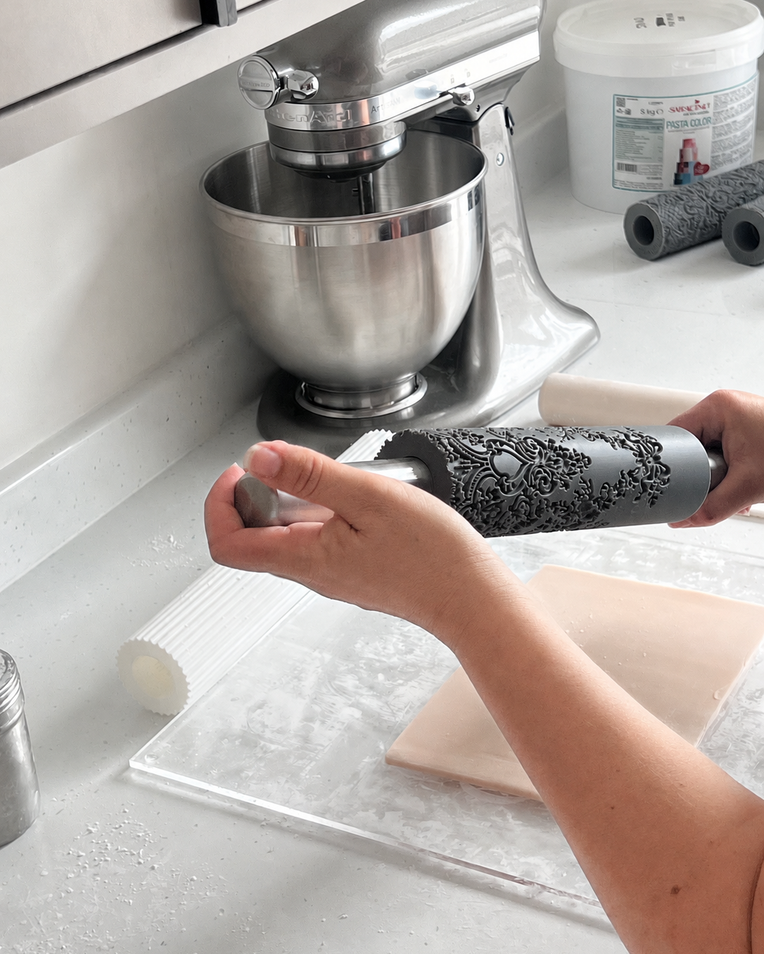 ErgoPin Ergonomic Rolling Pin Handle - compatible with Prop Options texture rolling pins