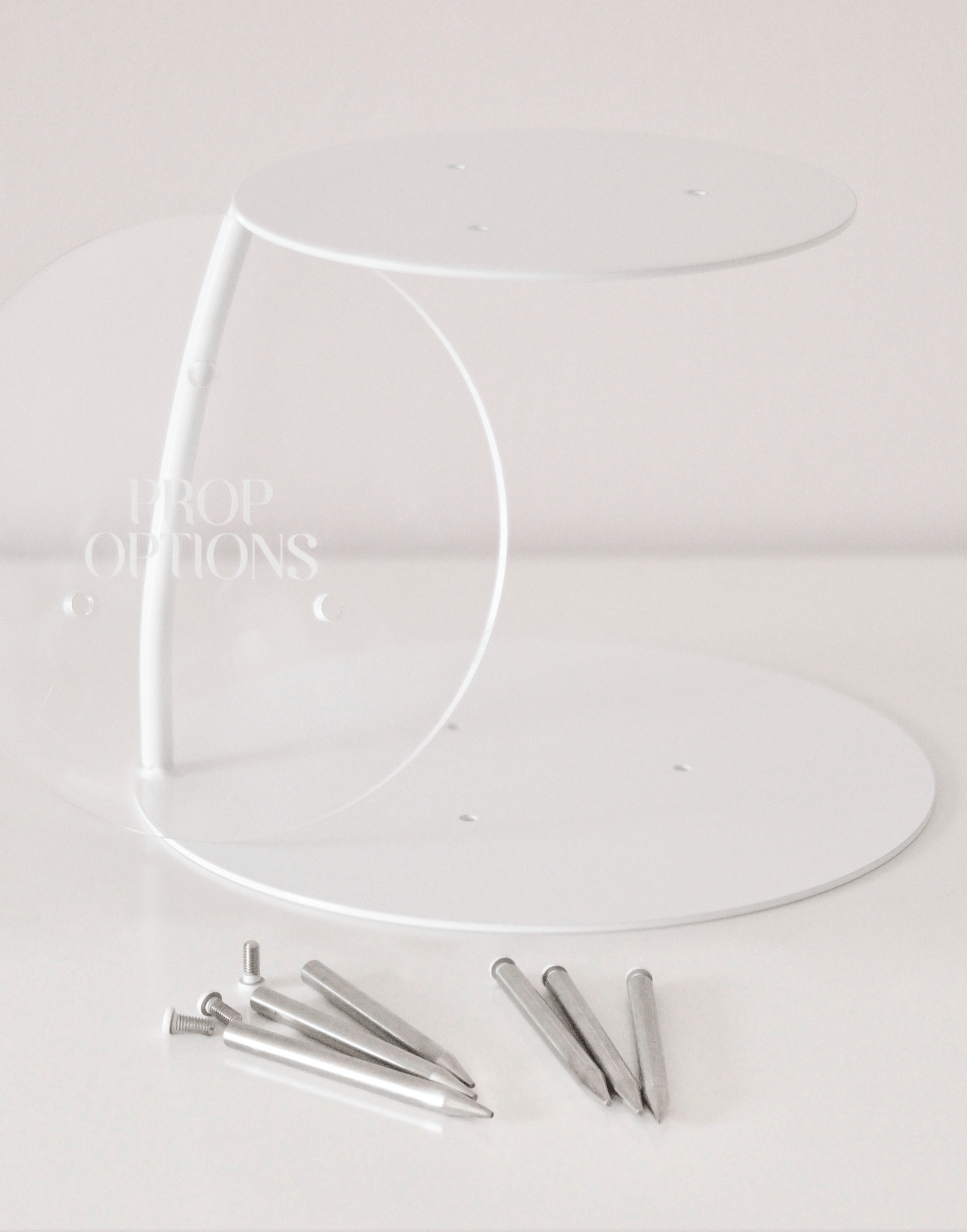 PropBundle - Round Floating Side Bar PropSecure® Cake Separator, Pins & Cake Board - Prop Options