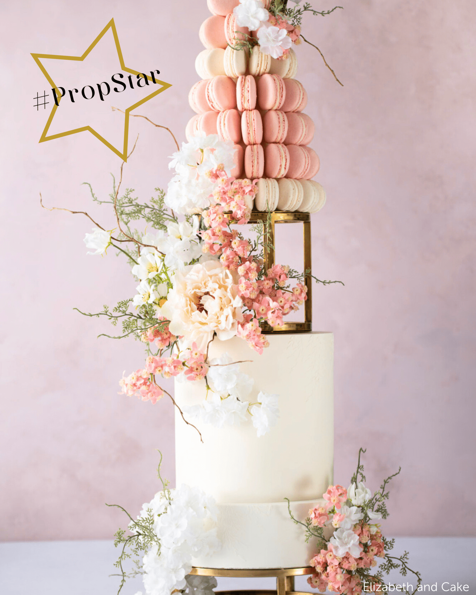 PropBundles - Set of Two - 6" & 10" Round Metallic Cake Separators and Stands - Prop Options