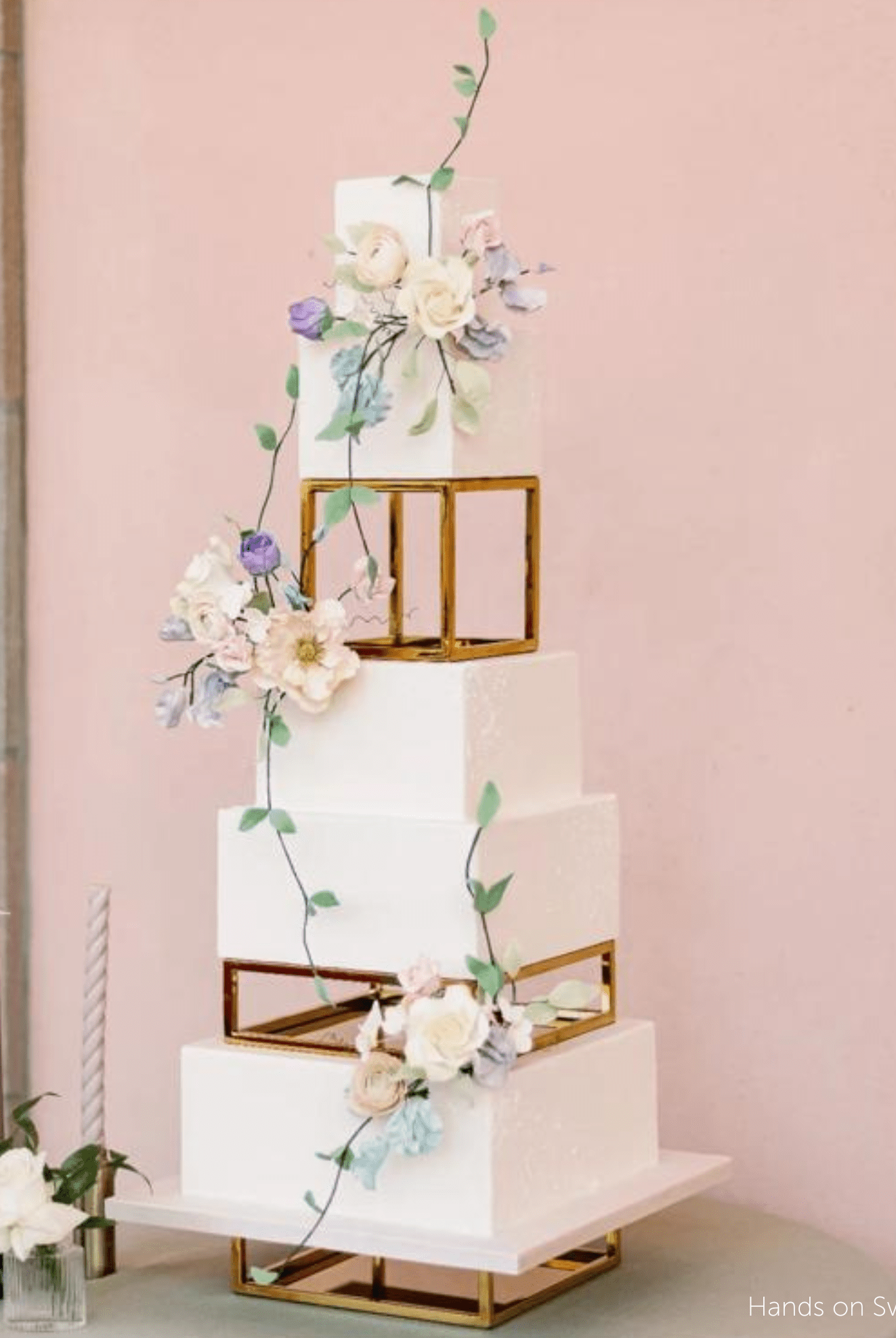 PropBundles - Set of Two - Square and Rectangle Metallic Cake Separators and Stands - Prop Options