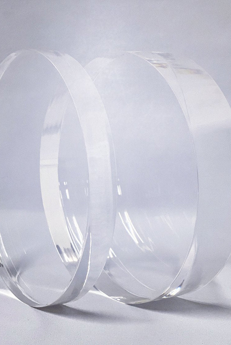 15mm Round Ultra Polished Clear Acrylic Cake Spacers - Prop Options