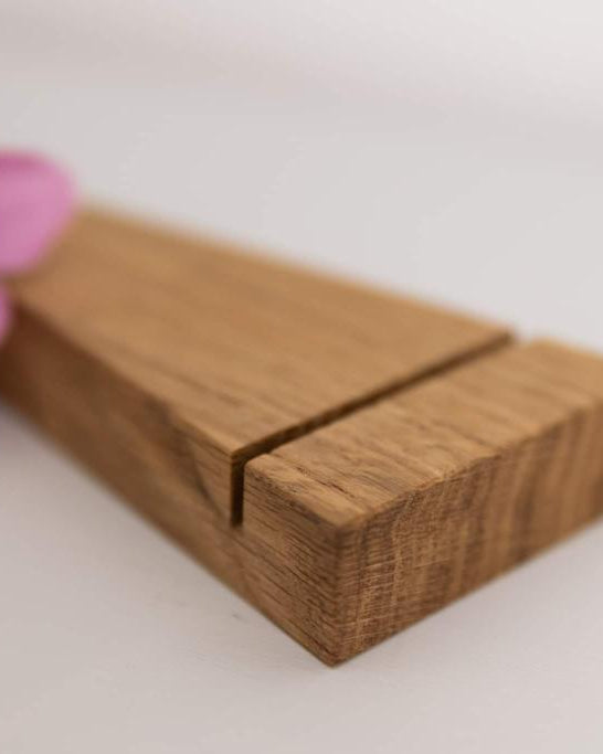 Handcrafted Oak triangle photo stand - 5mm Groove - Prop Options