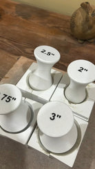Clay sphere maker plungers in 2, 2.5, 2.75 and 3 inch sizes