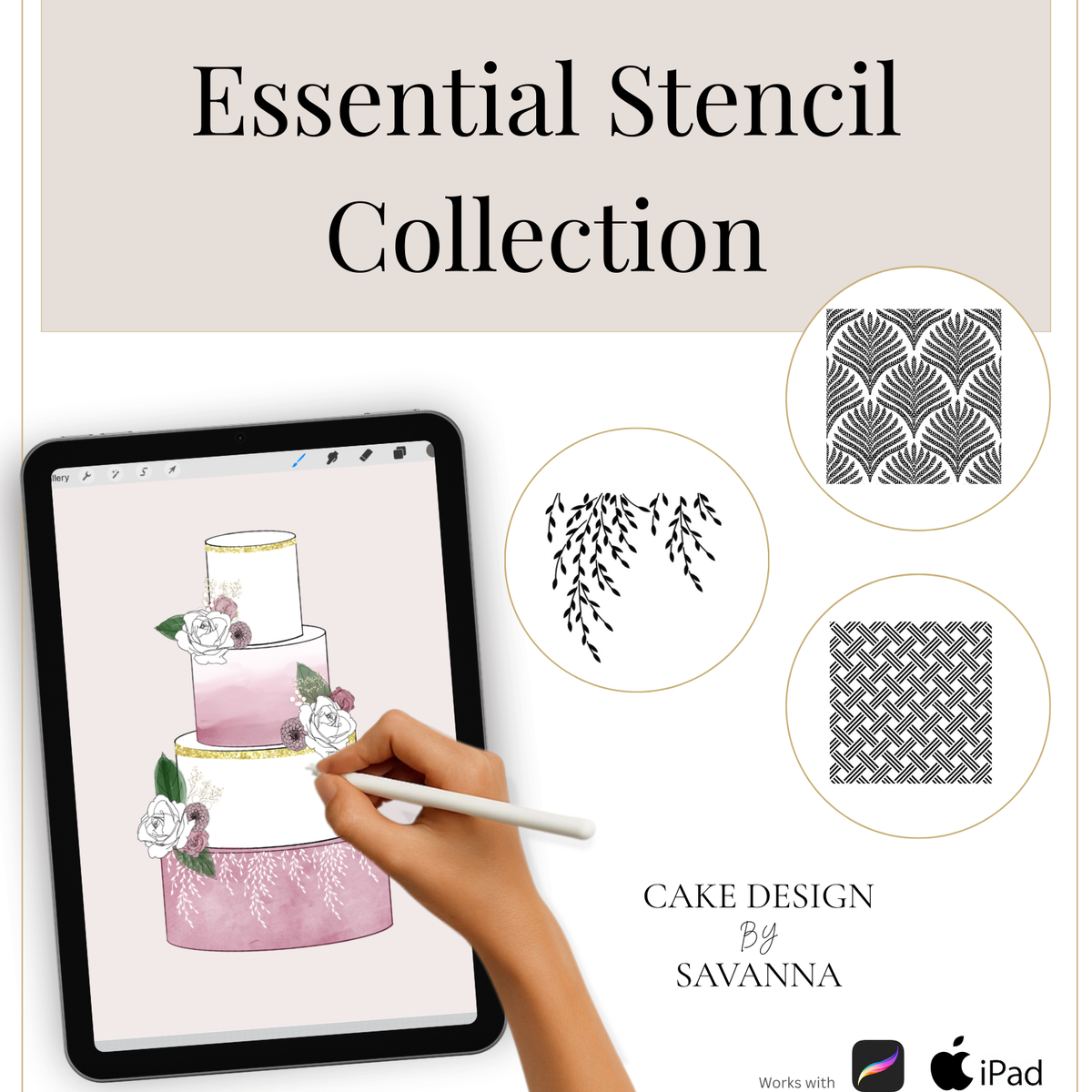 Pattern Brush Set Procreate Stamps – Cake Sketching – Prop Options