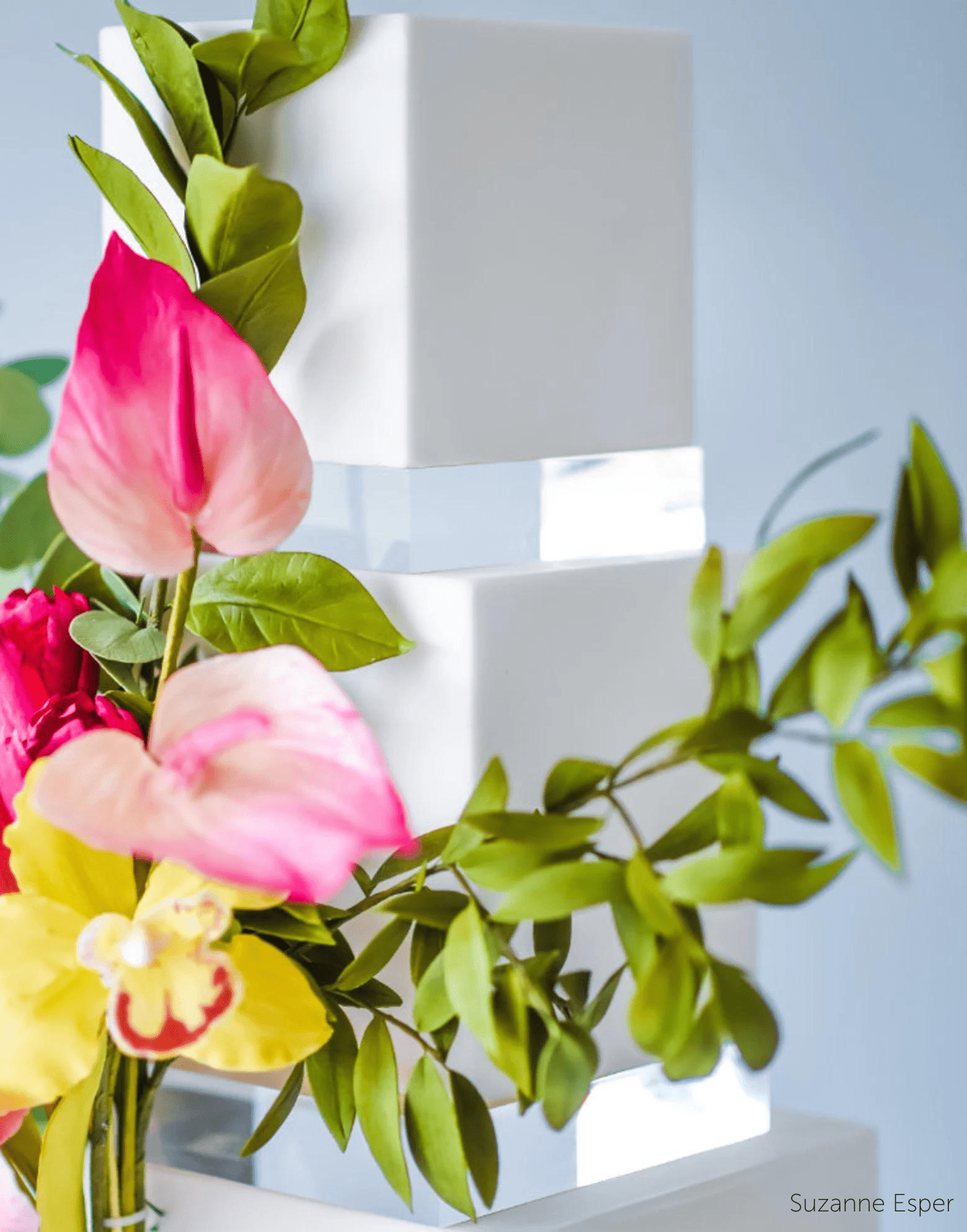 30mm Square Clear Ultra Polished Acrylic Cake Spacer - Prop Options