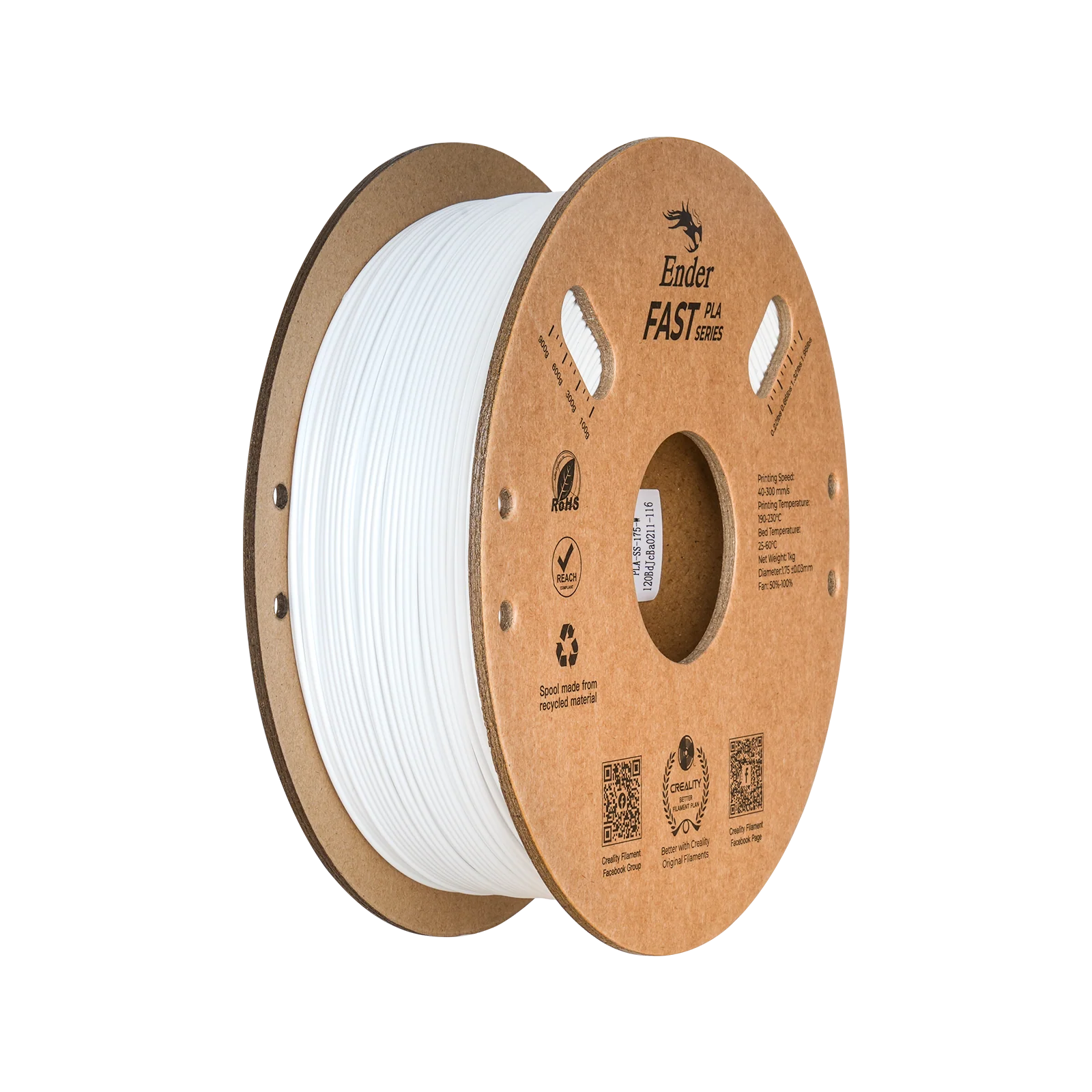 Ender Fast PLA Filament 1.75mm 1kg | White or Black | Bulk Discount - Prop Options