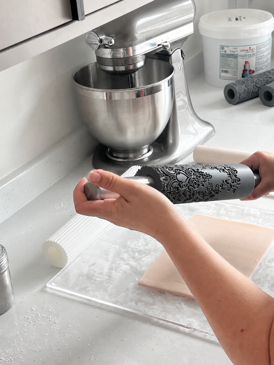 ErgoPin Ergonomic Rolling Pin Handle - compatible with Prop Options texture rolling pins