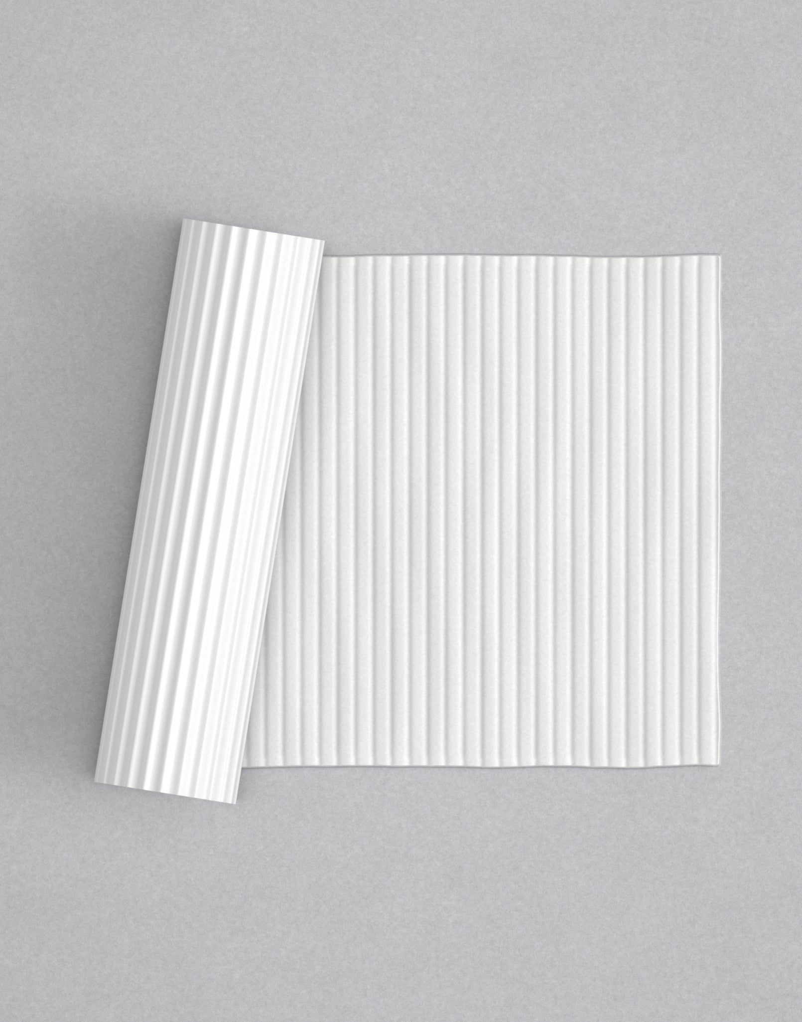 No.12 Wide Reed mini 4" texture rolling pin with its pattern rolled out on white fondant - Prop Options