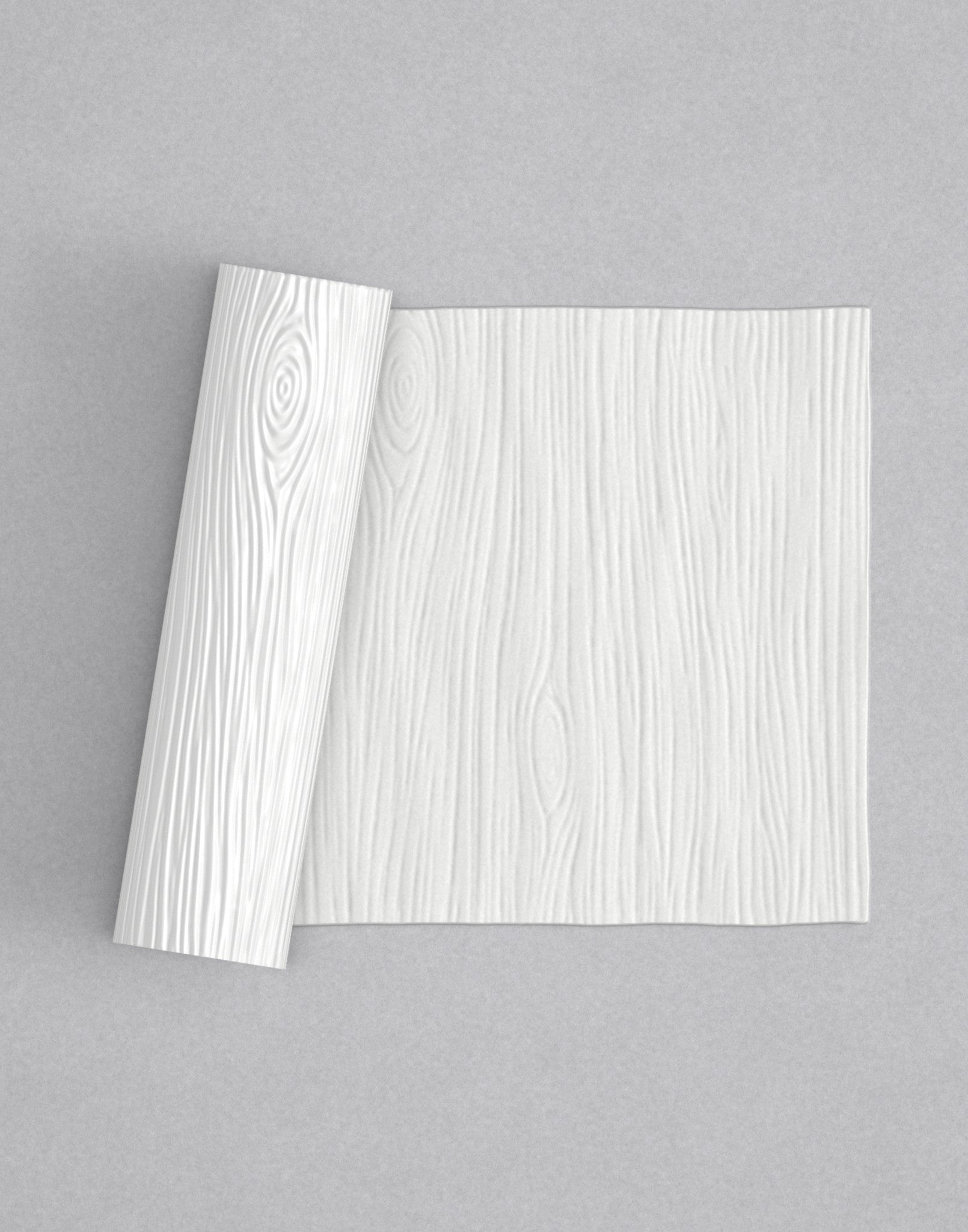 No.25 Woodgrain mini 4" texture rolling pin with its pattern rolled out on white fondant - Prop Options