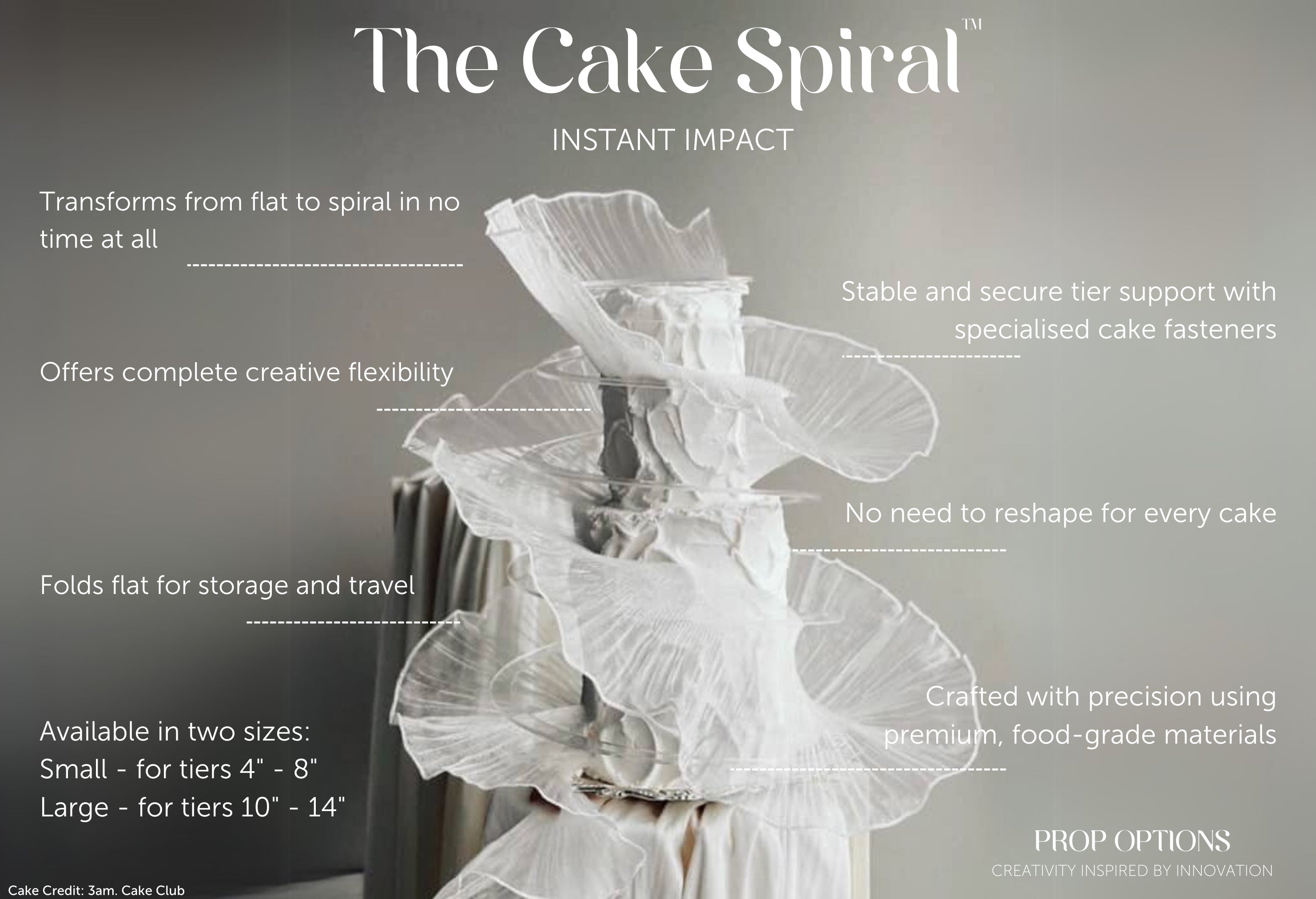 Cake Spiral™ - Acrylic Wrap for Tiered Cakes - Prop Options