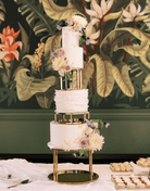 PropBundles - Set of Three - 6" & 10" Round Metallic Cake Separators and 14" Round Plinth - Prop Options
